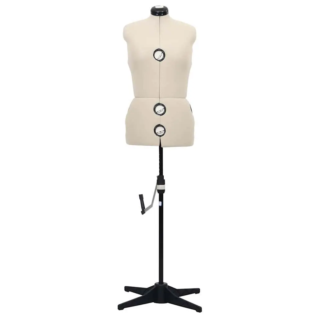 Adjustable Cream Dress Form Mannequin Female M Size 40-46 with Rotary Wheels and Height Customization