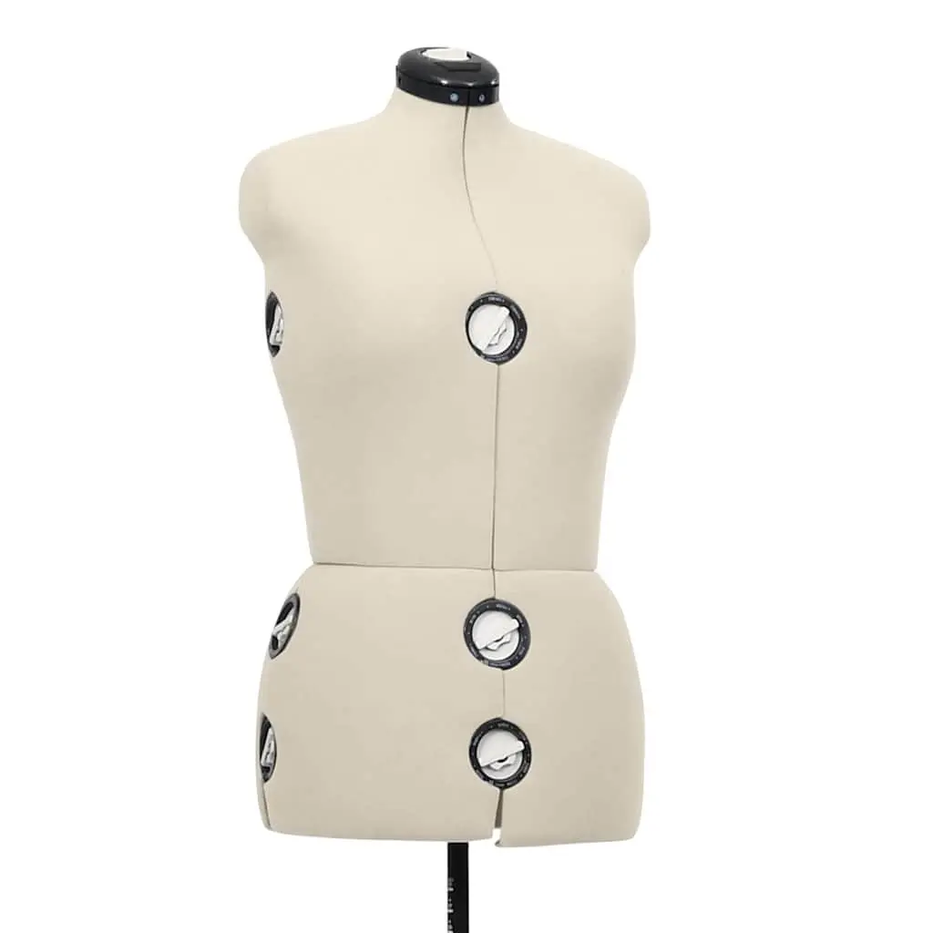 Adjustable Cream Dress Form Mannequin Female M Size 40-46 with Rotary Wheels and Height Customization