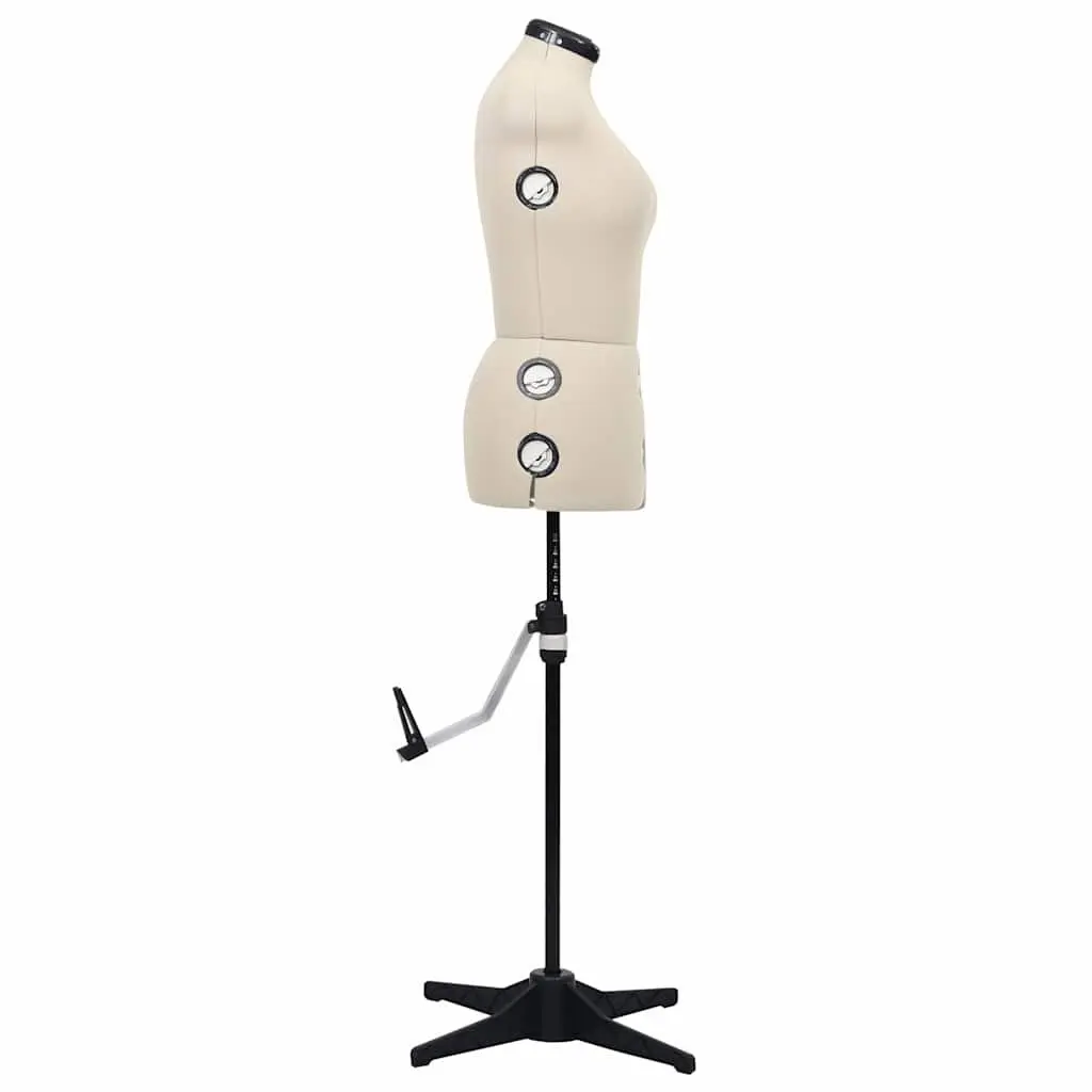 Adjustable Cream Dress Form Mannequin Female M Size 40-46 with Rotary Wheels and Height Customization