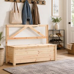 Storage Bench 120 cm Solid Pine Wood Outdoor Garden Seating with Compartment