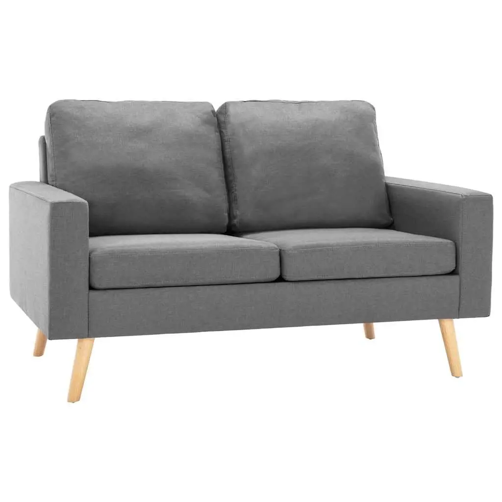 2-Seater Sofa Grey Fabric Upholstered Couch Wooden Frame with Padded Cushions