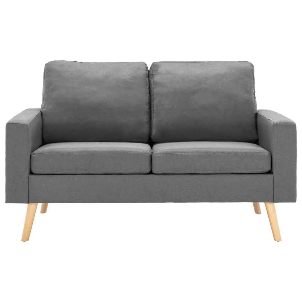 2-Seater Sofa Grey Fabric Upholstered Couch Wooden Frame with Padded Cushions