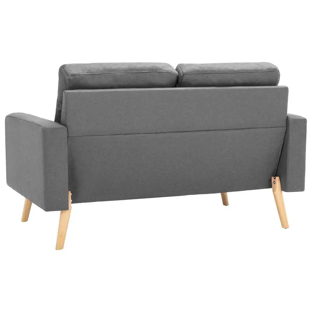 2-Seater Sofa Grey Fabric Upholstered Couch Wooden Frame with Padded Cushions
