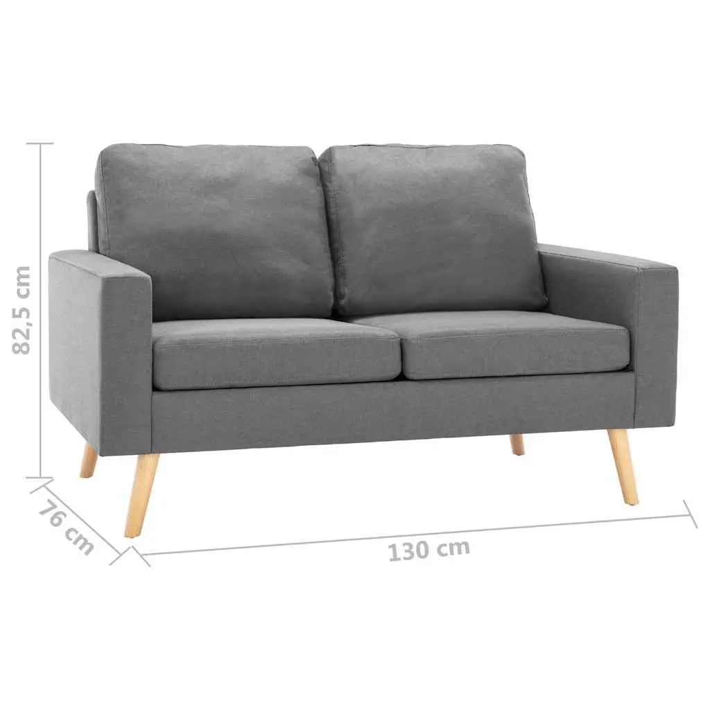 2-Seater Sofa Grey Fabric Upholstered Couch Wooden Frame with Padded Cushions