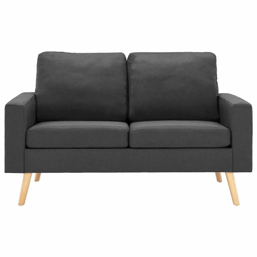 2-Seater Sofa Grey Fabric Upholstered Lounge Couch Padded Cushions Living Room
