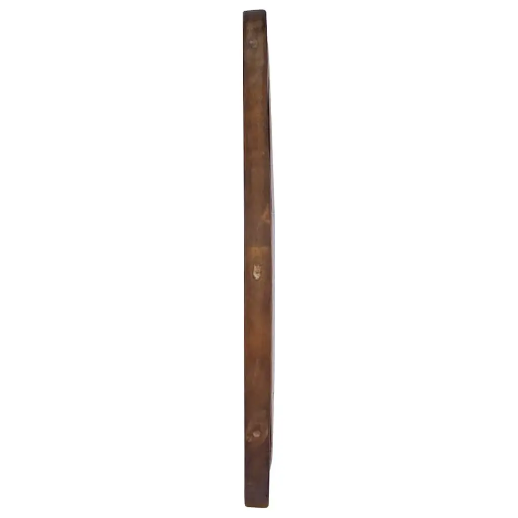 Round Mirror 60cm Rustic Teak Wood Frame Handmade Brown Wall Mount Home Decor