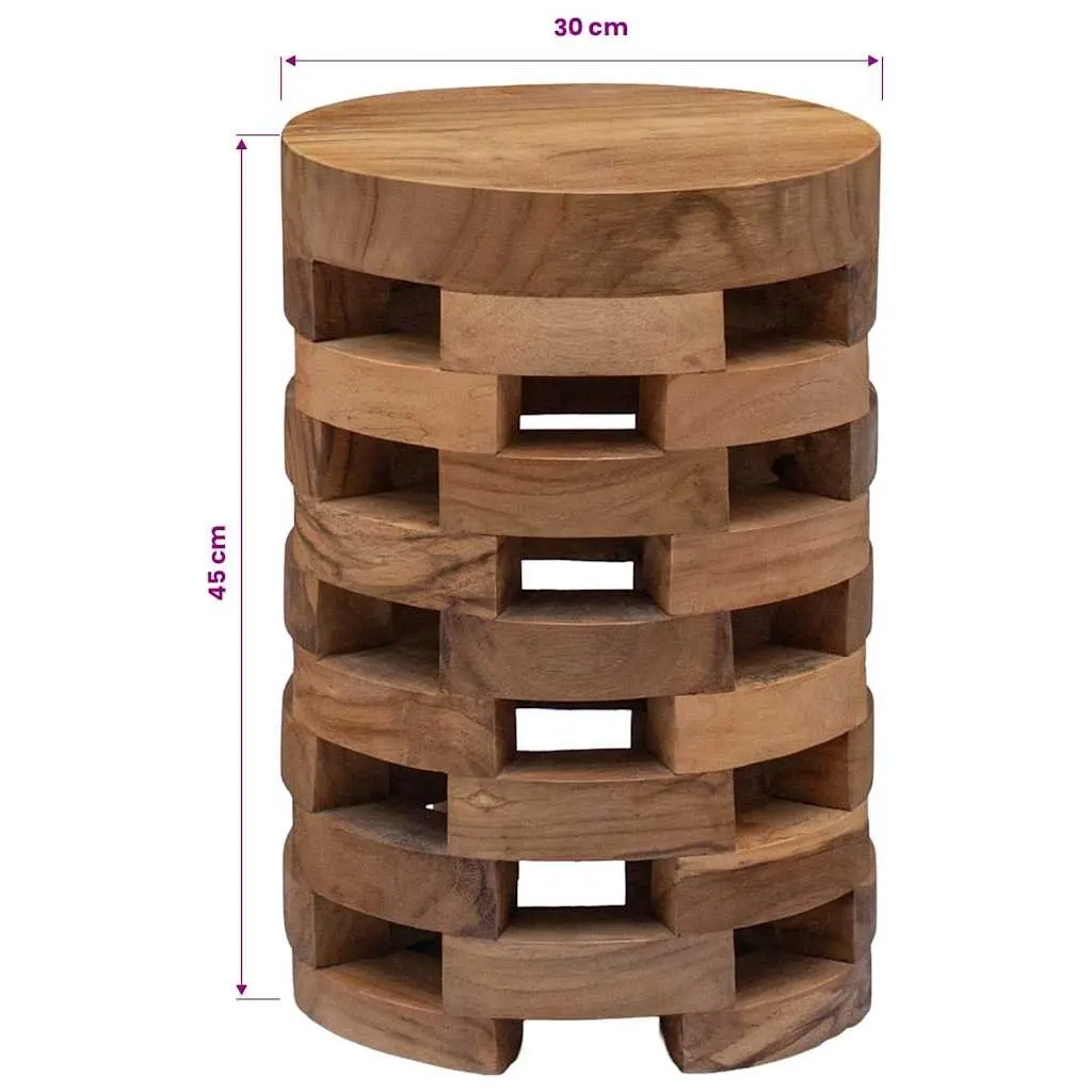 Solid Teak Wood Bedside Cabinet Brown Nightstand Side Table 30x30x45 cm Handmade