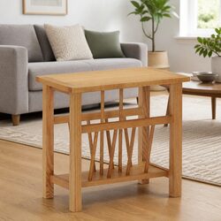 End Table Magazine Rack 45x27x42 cm Solid Oak Wood Brown Accent Furniture