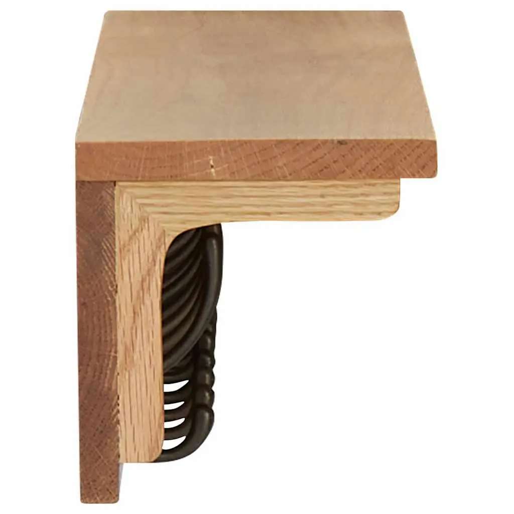 Coat Rack Solid Oak Wood 9 Hooks Wall-Mounted Brown