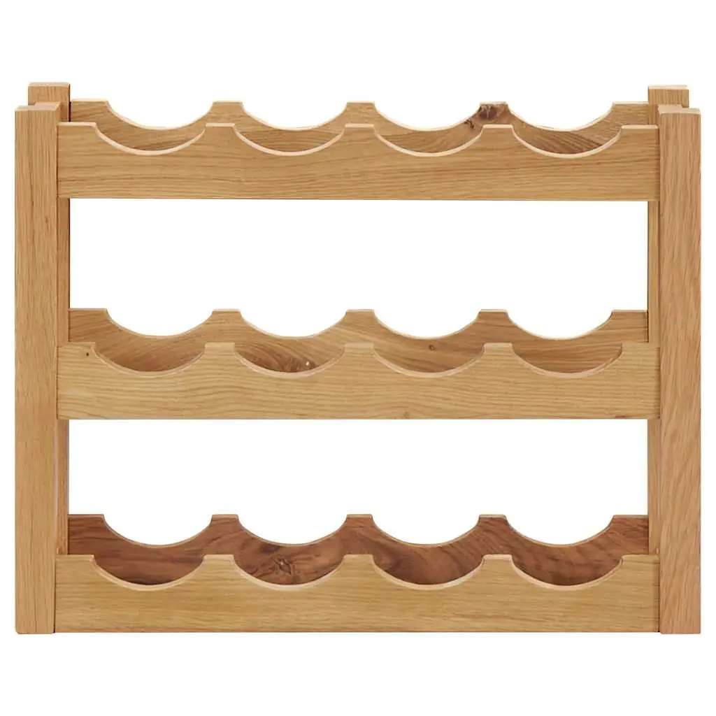Freestanding Wine Rack Rustic Solid Oak Wood Brown for 6 Bottles Storage Organiser