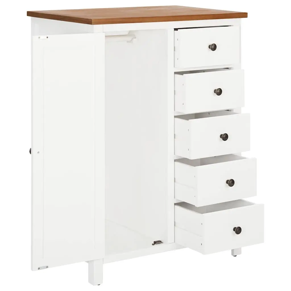 Wardrobe Solid Oak Wood Acacia Body 76x52x105 cm Brown Clothes Cabinet with Hanging Rod and Drawers