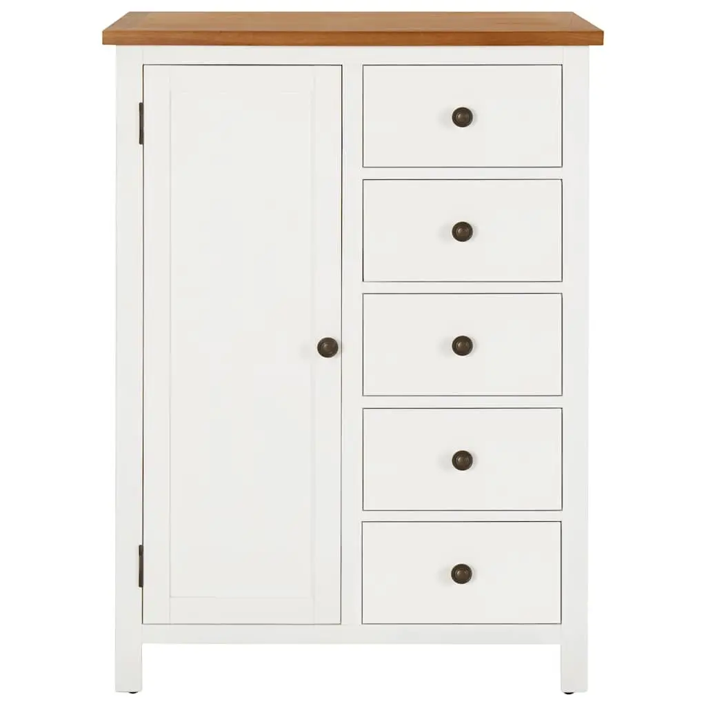 Wardrobe Solid Oak Wood Acacia Body 76x52x105 cm Brown Clothes Cabinet with Hanging Rod and Drawers