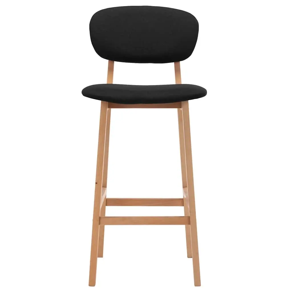 Set of 2 Black Fabric Bar Stools