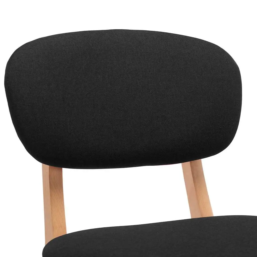 Set of 2 Black Fabric Bar Stools