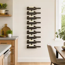 Wall-Mounted Wine Rack Holds 9 Bottles