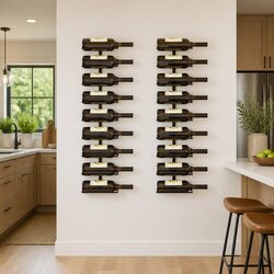 Wall-mounted Wine Rack Black Iron 2 Pieces 18 Bottles Storage Display Organizer