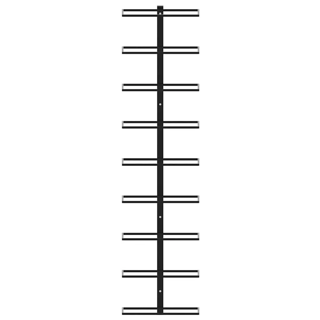 Wall-mounted Wine Rack Set of 2 Black Powder-coated Iron for 18 Bottles Storage Display Organizer