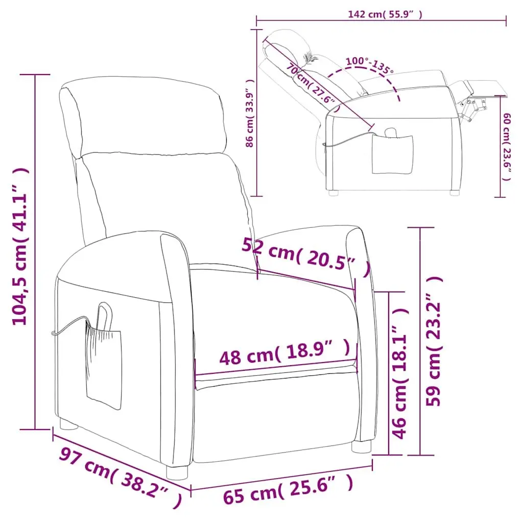 Massage Chair Faux Leather Black Reclining 3 Positions 6 Points Vibration