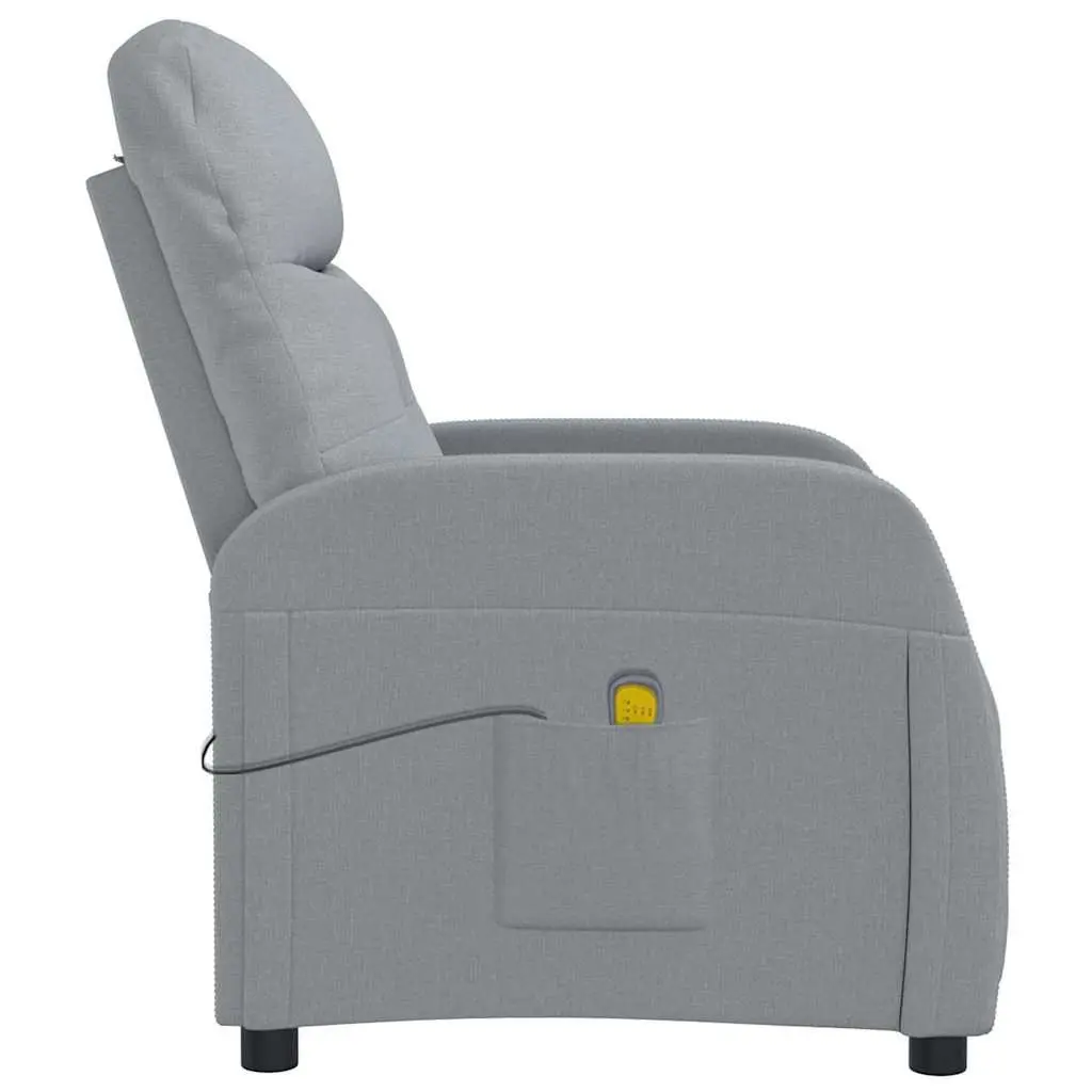 Electric Reclining Massage Chair Fabric Grey with 6 Vibration Points Manual Control