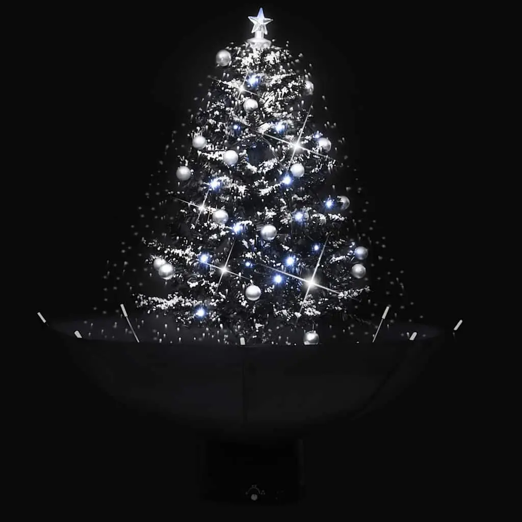 Artificial Christmas Tree PVC 75cm Black with Snowing Effect Integrated Lights and Ornaments