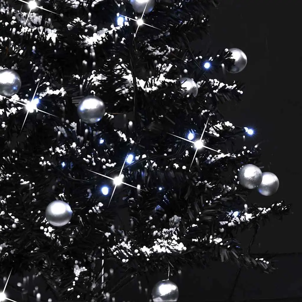 Artificial Christmas Tree PVC 75cm Black with Snowing Effect Integrated Lights and Ornaments