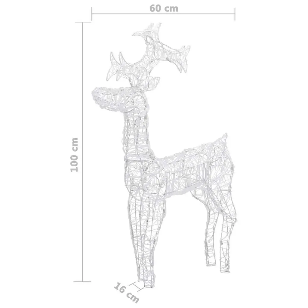 Standing Reindeer Christmas Decoration Acrylic 60 x 16 x 100 cm Cold White LEDs Indoor Outdoor