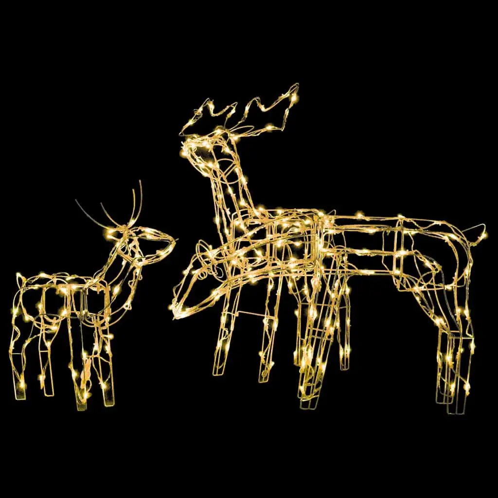 Christmas Reindeer LED Light Display 3 Piece Steel Frame Warm White 229 LEDs Indoor