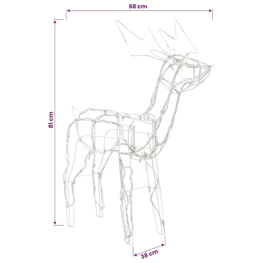 Christmas Reindeer LED Light Display 3 Piece Steel Frame Warm White 229 LEDs Indoor