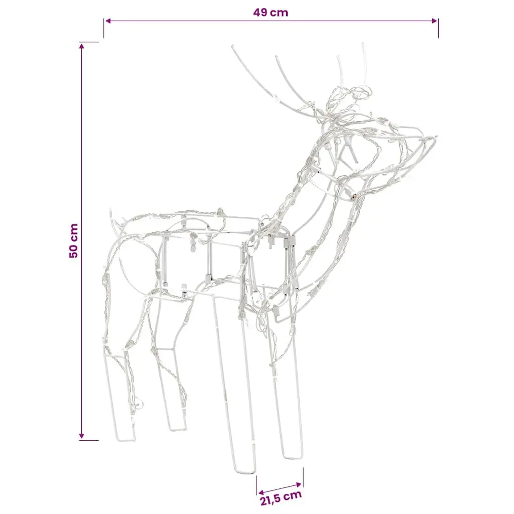 Christmas Reindeer LED Light Display 3 Piece Steel Frame Warm White 229 LEDs Indoor