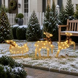 Versatile Gold Reindeer Sleigh Decoration for Home Use