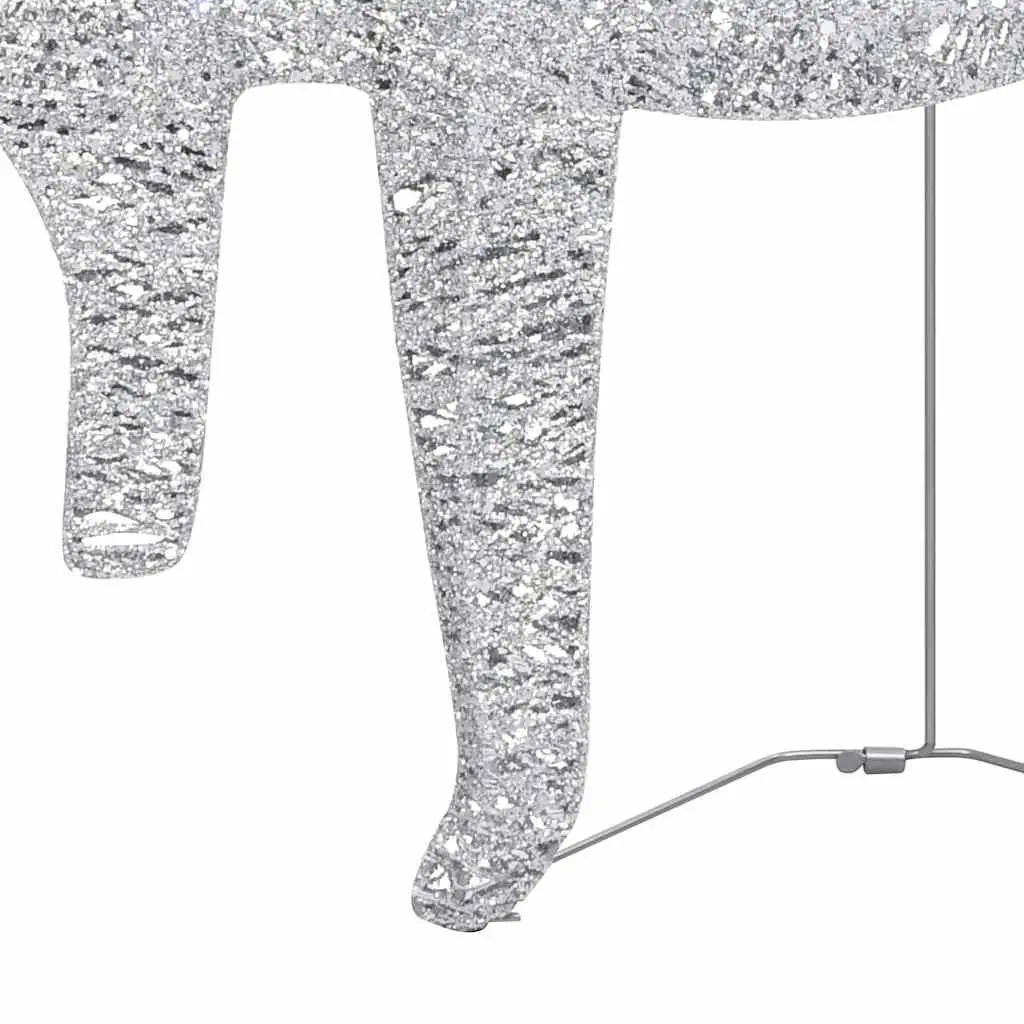 Reindeer Sleigh Decoration Mesh 60 LED Lights Silver Outdoor Garden