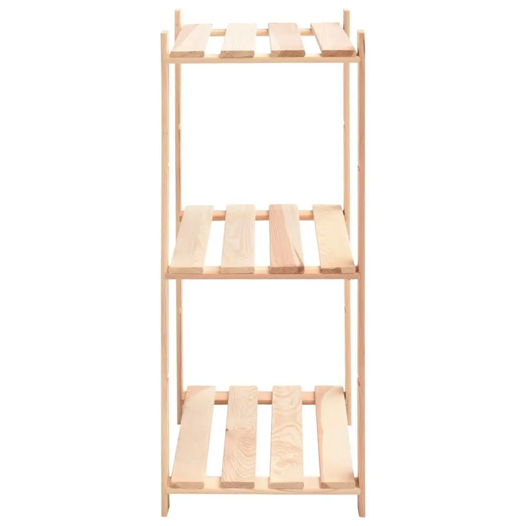 3 Tier Storage Rack Brown Solid Pinewood Bookcase Vertical Organizer Shelving Unit