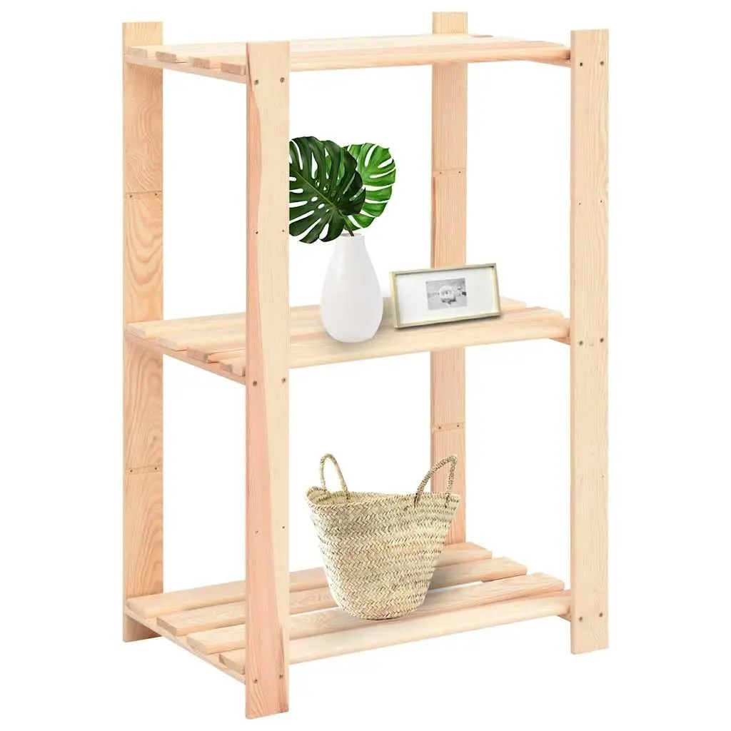 Storage Rack Solid Wood Pine 3-Tier 60x38x90cm Brown Standing