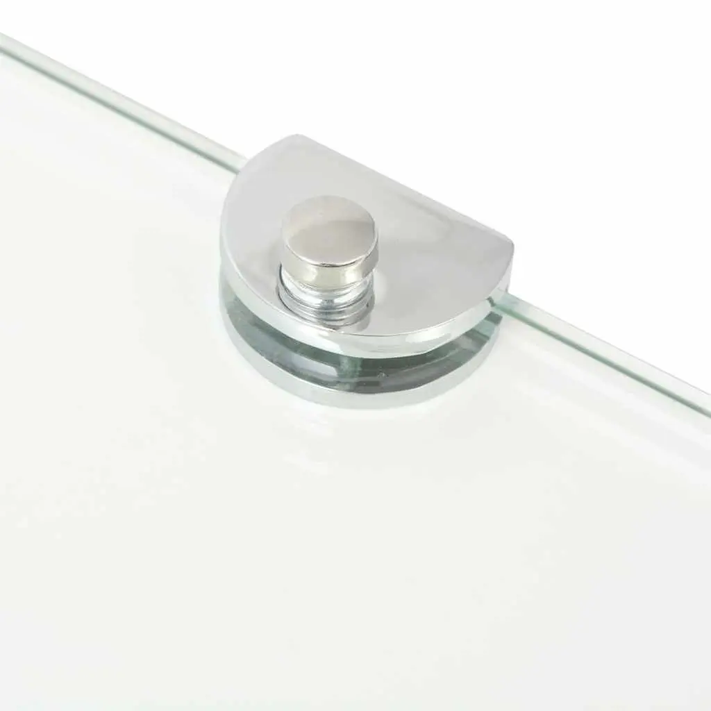 Corner Shelves Glass 35x35cm Transparent with Chrome Supports 2 Piece Floating Display Shelving