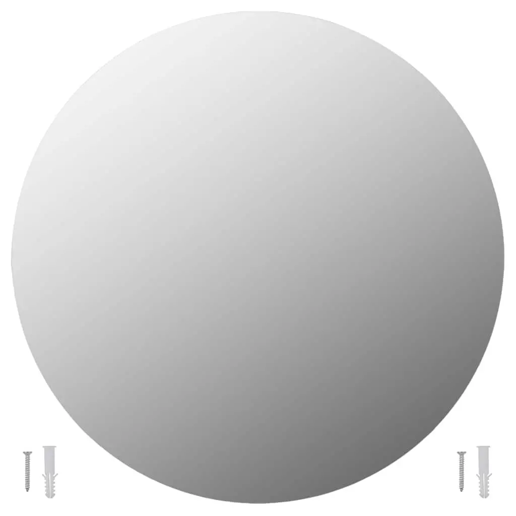 Round Wall Mirror Glass 60 cm Silver Set of 2
