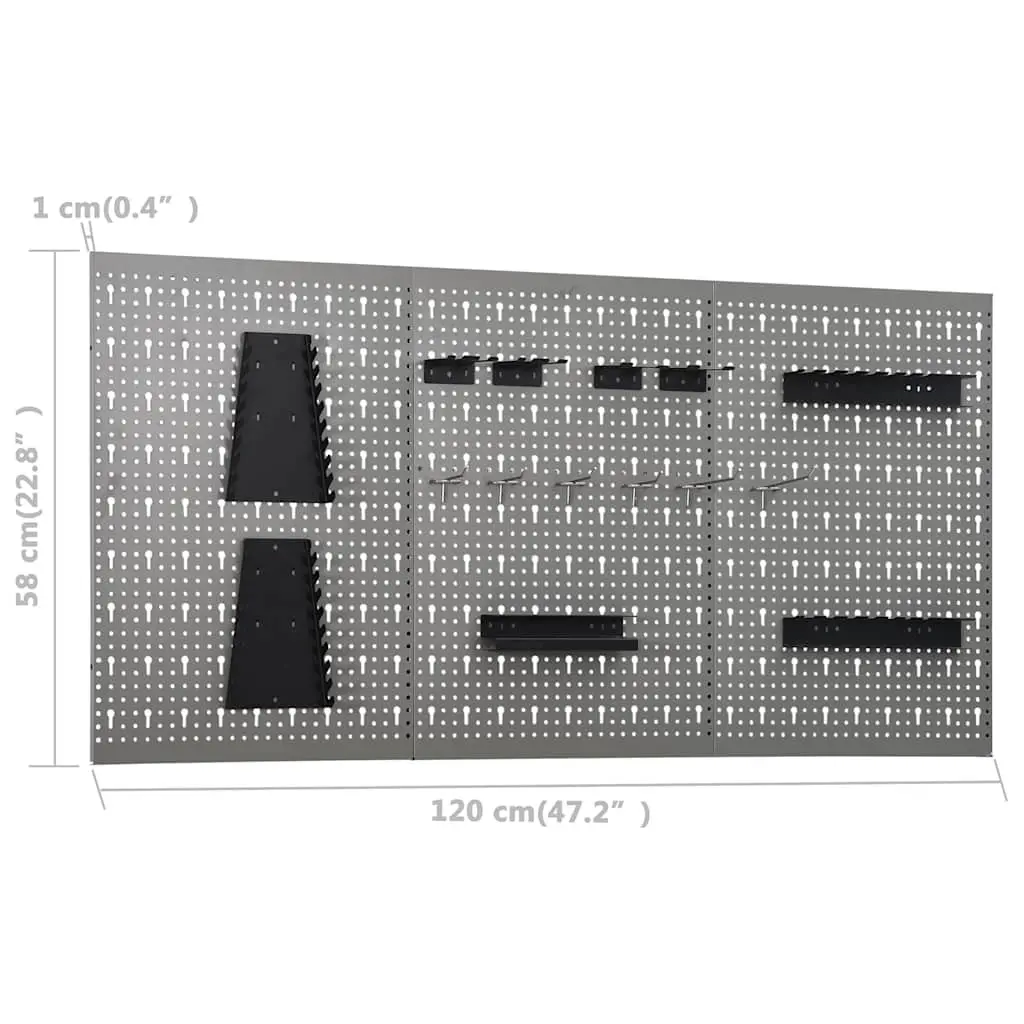 Workbench Steel Black 120 cm with 3 Wall Panels Tool Storage Organization