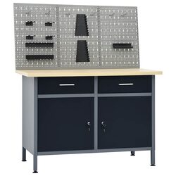 Functional Grey Steel Workbench for Garage Use