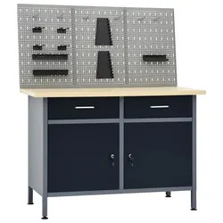 Functional Grey Steel Workbench for Garage Use