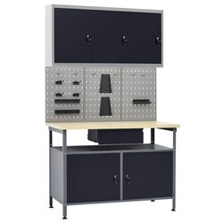 Black Steel Workbench: Practical Storage for Your Workshop