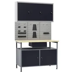 Black Steel Workbench: Practical Storage for Your Workshop