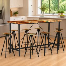 9 Piece Industrial Bar Set for Home Bars and Dining