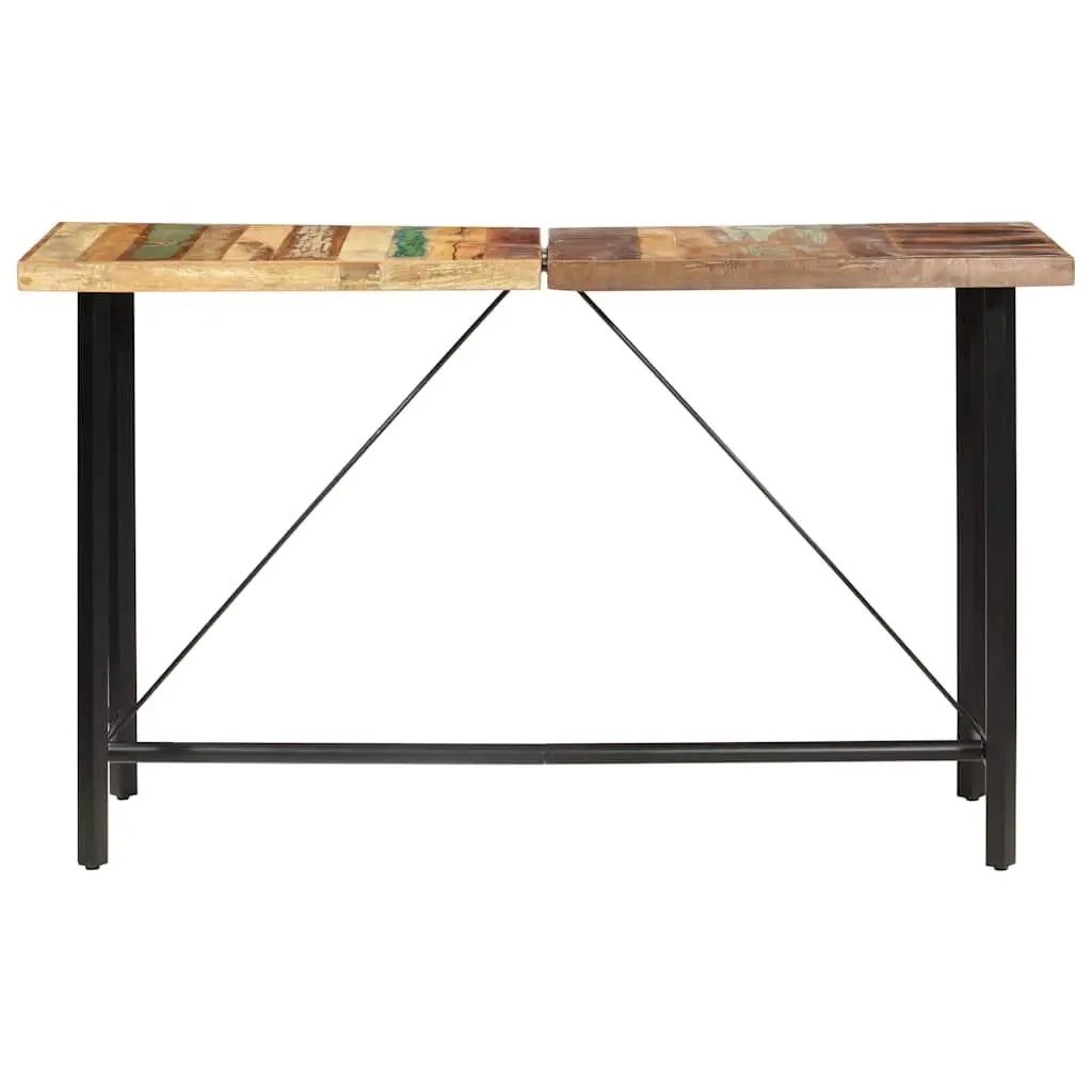 Bar Set Solid Reclaimed Wood 9 Piece Industrial Dining Table Stools Brown