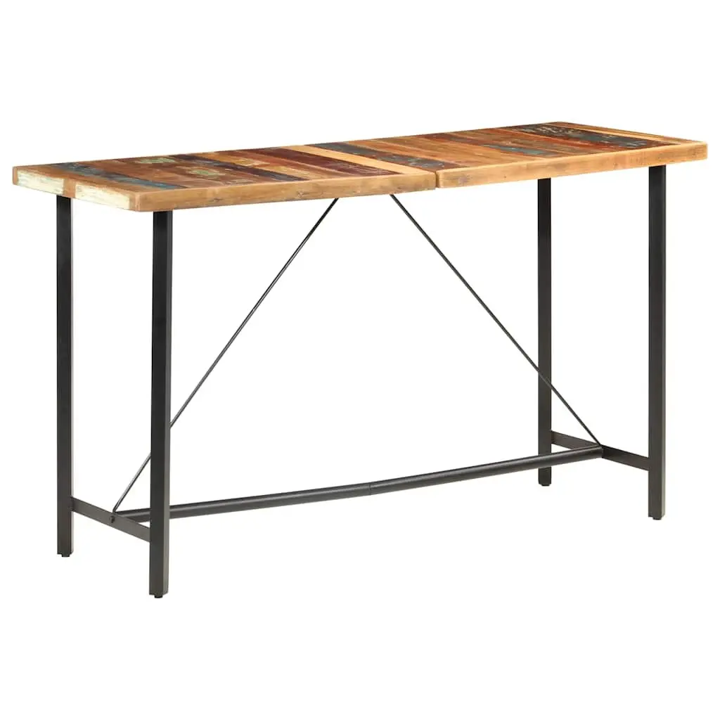 Bar Set Solid Reclaimed Wood 9 Piece Industrial Dining Table Stools Brown