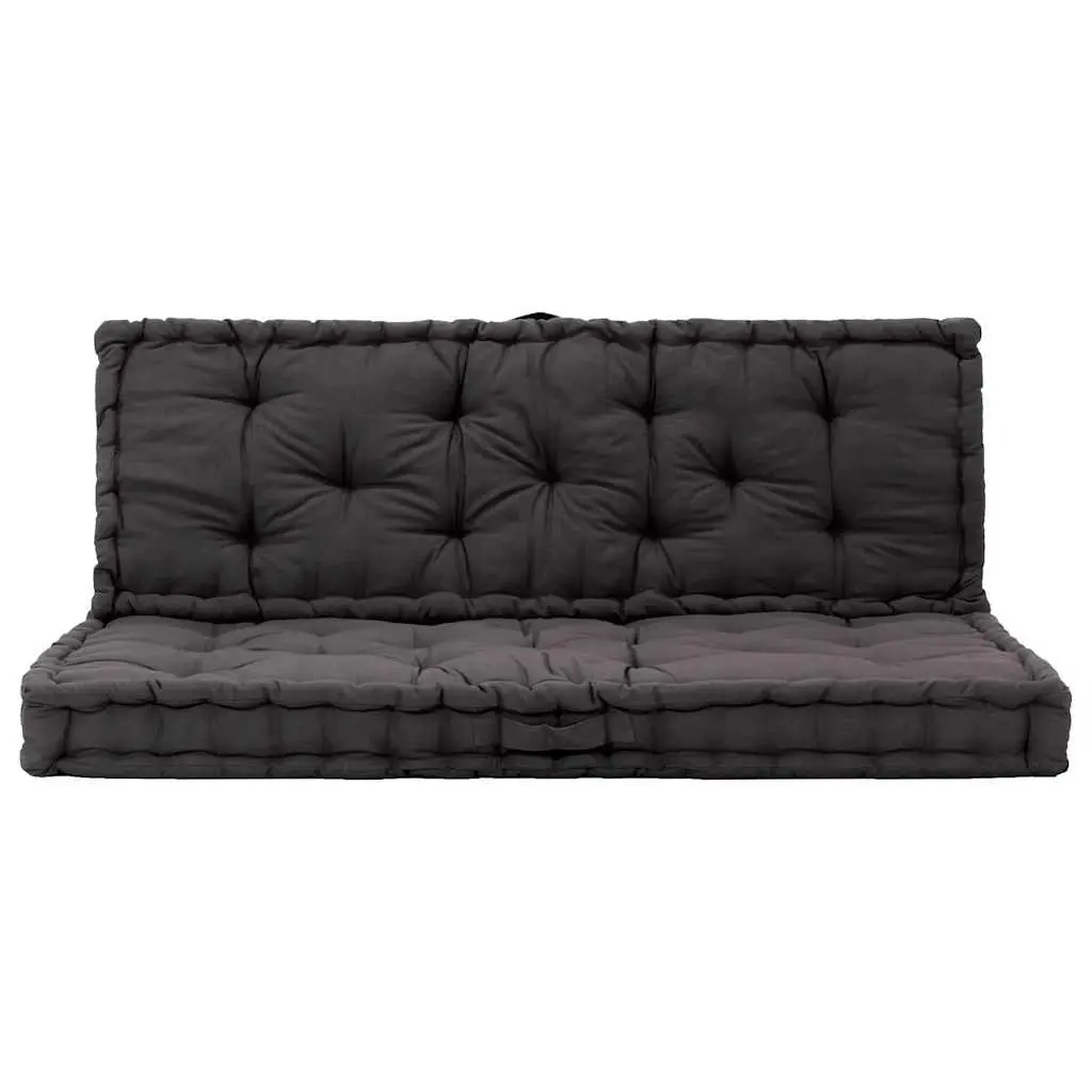 Pallet Cushions Outdoor Padding Black Cotton Thick 2 Piece Set for Garden Bench and Sofa