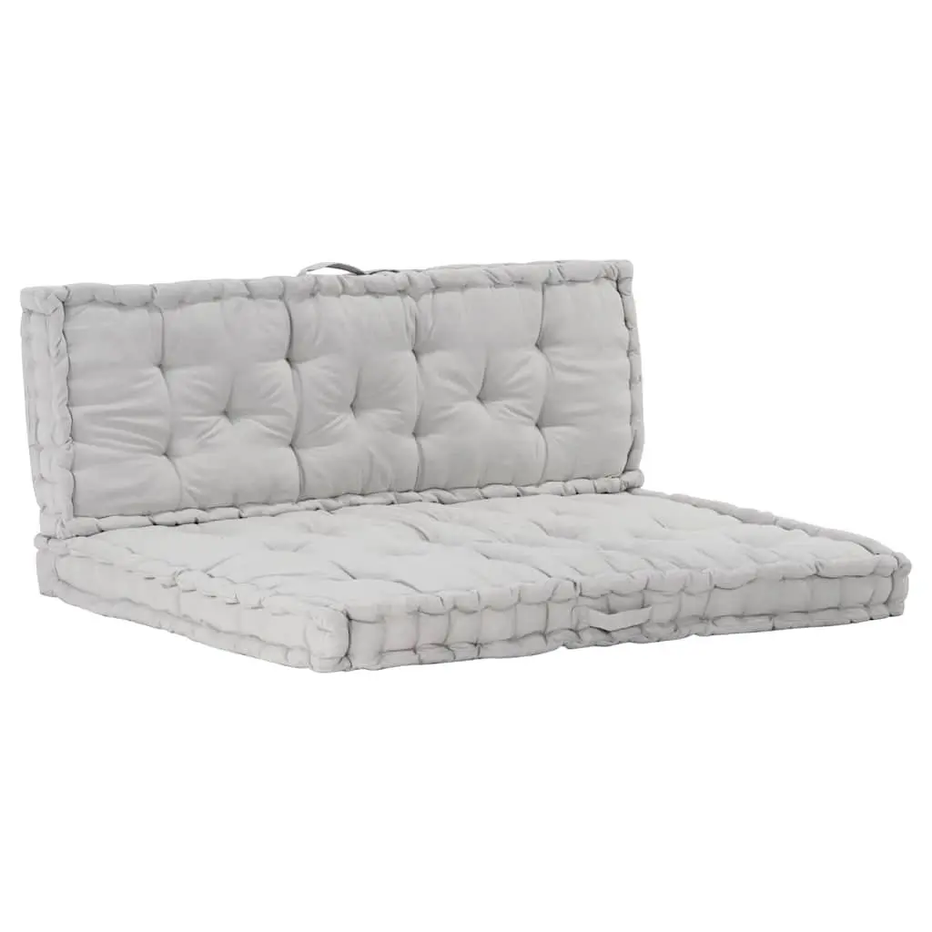 Cotton Pallet Cushions Grey Outdoor Seat Pad 2 Piece Thick Padding for Garden Sofa