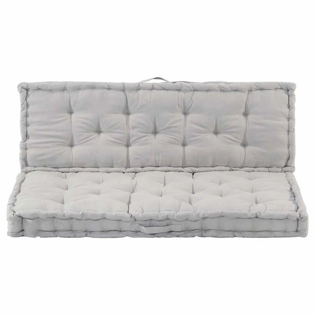 Cotton Pallet Cushions Grey Outdoor Seat Pad 2 Piece Thick Padding for Garden Sofa