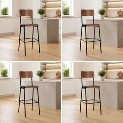 4 Black Stackable Bar Stools for Kitchen and Dining Use