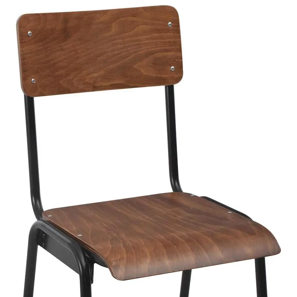 Bar Stools Plywood Seat Black Stackable Dining Kitchen Chairs