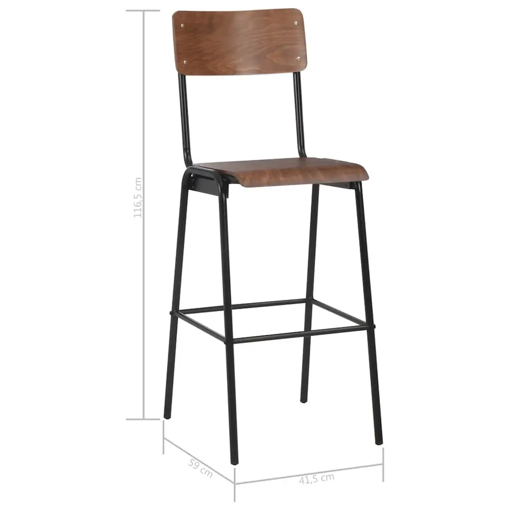 Bar Stools Plywood Seat Black Stackable Dining Kitchen Chairs