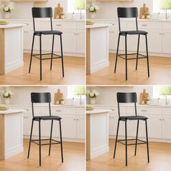 4 Black Stackable Bar Stools for Dining and Kitchen